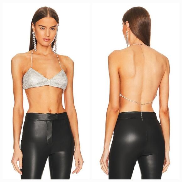Lamarque Tops - LAMARQUE Raeka Rhinestone Bralette in Silver Large